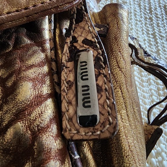 Miu Miu Python Trimmed Hand Bag - Picture 5 of 5